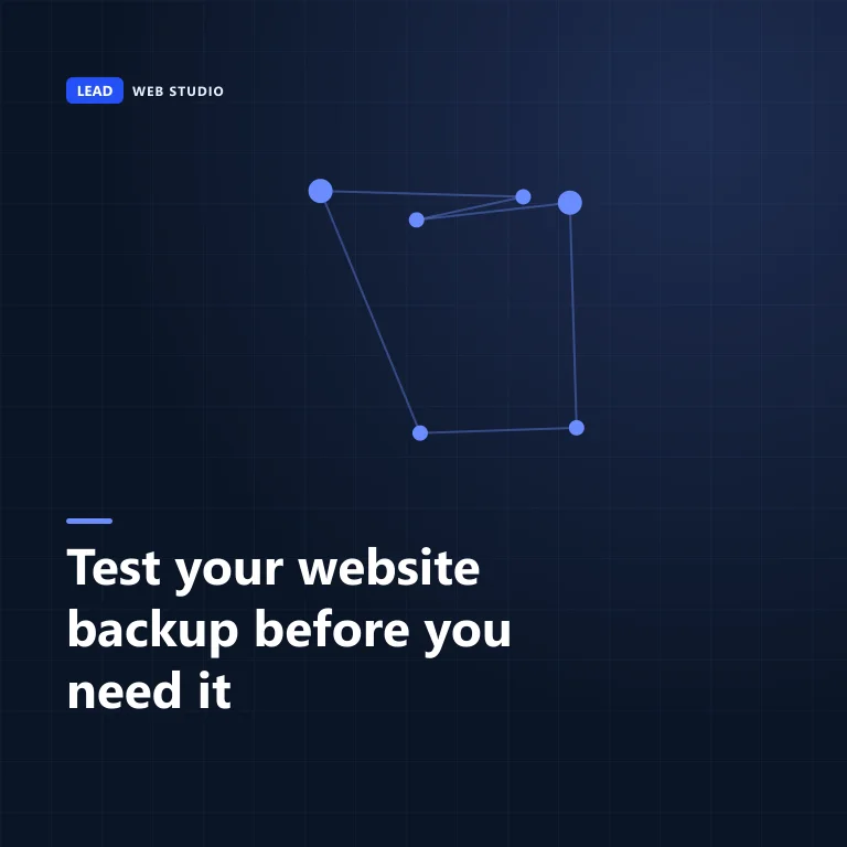 Cover graphic reading: Test your website backup before you need it